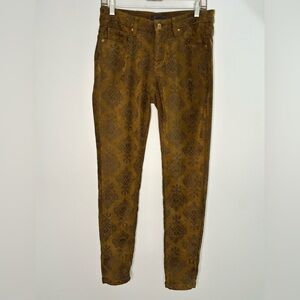 ERIC Women's 4 Paisley Print Microfiber Suede Dark Green SkinnyPants Boho Indie